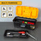 Plastic Toolbox, 13-inch Portable Plastic Tool Box with Metallic Clutch, Small Tool Box Tool Organizer with Extra Storage Tray for Home Tools, Nails and Pins, Black-Yellow